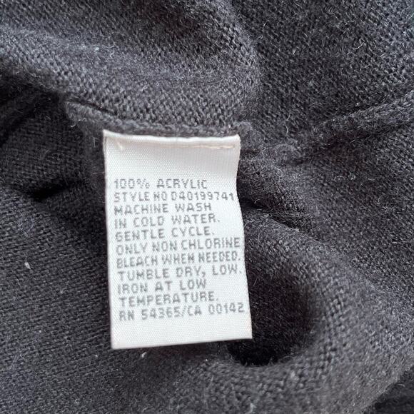 Tanjay Black Crewneck Knit‎ Sweater Perforated Knit Sleeves, Size Medium - Picture 8 of 8